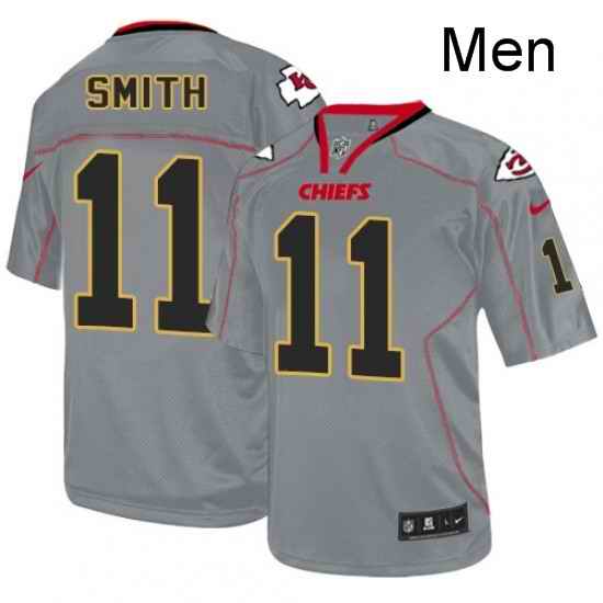 Men Nike Kansas City Chiefs 11 Alex Smith Elite Lights Out Grey NFL Jersey